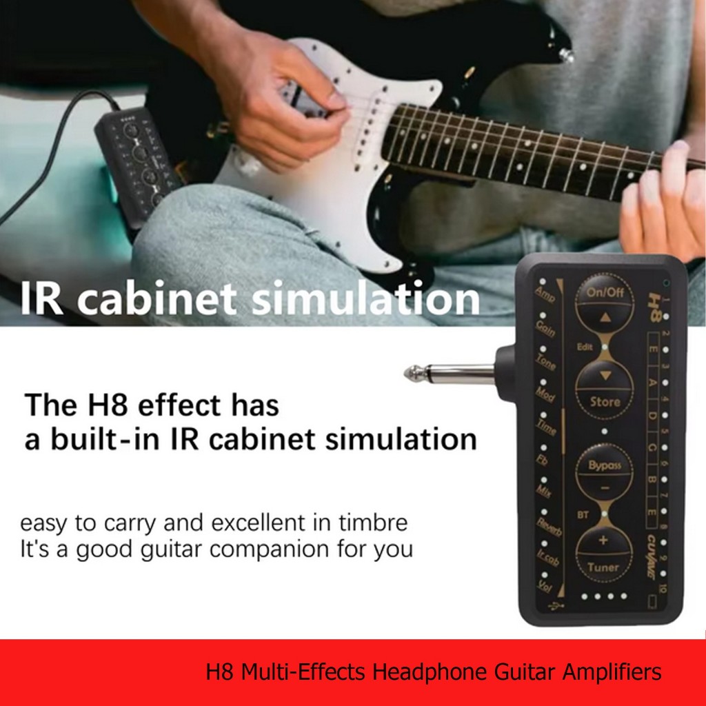 cuvave แอมป์ปลั๊กกีตาร์ H8แบบพกพาชาร์จไฟได้, เฮดโฟนแอมป์ Amplug