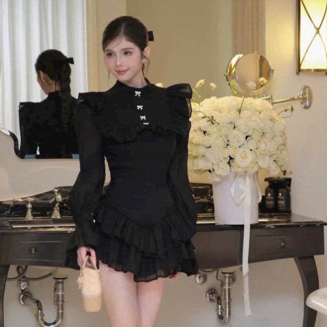 M103 -LuNa Dress เดรสคุณหนู เดรสสั้นน่ารัก สาวหวานสไตล์เวียดนาม