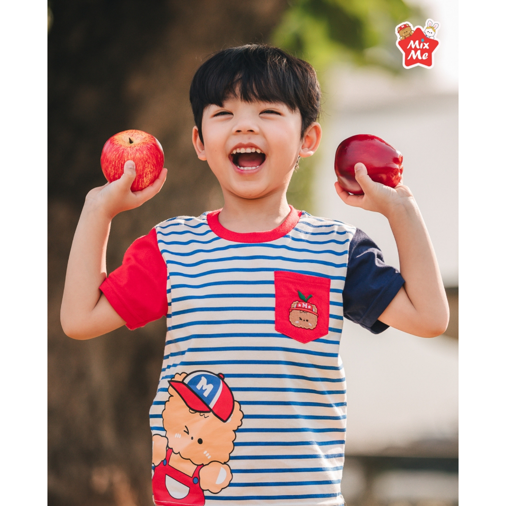 Mix Me เสื้อยืดคอกลม ลายหมี แขนสั้น ผ้า JERSEY 100%Cotton เด็กชาย อายุ 1-7 ปี เสื้อผ้าเด็ก รุ่น 4003
