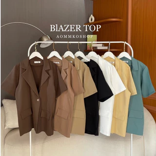 Blazer top เสื้อเบลเซอร์แขนสั้น (ผ้าเปเป้) AOMMKOSHOP - S78