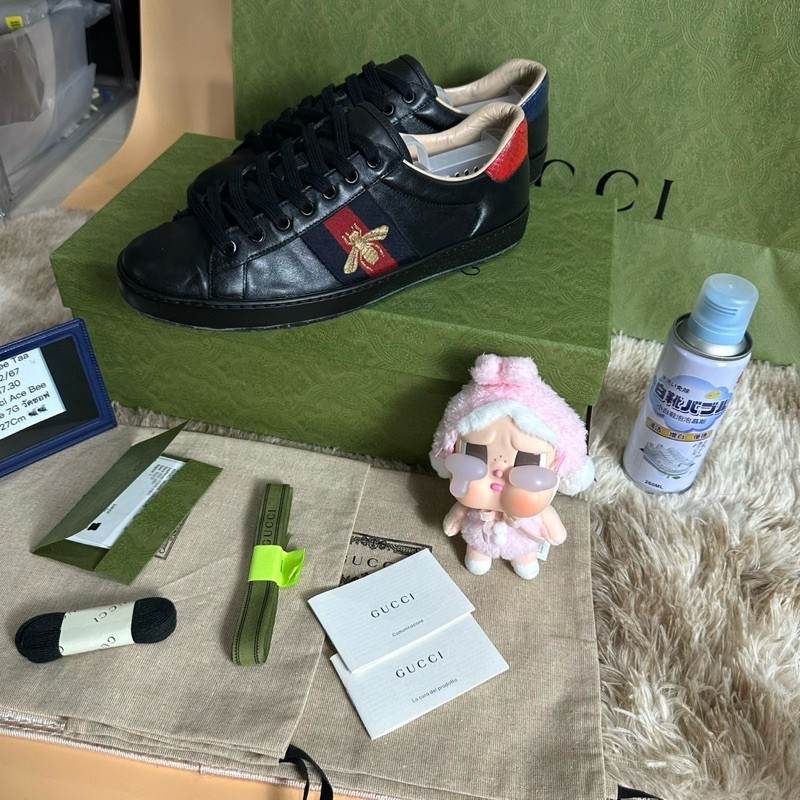 GUCCI BLACK BEE ACE SNEAKERS Size7G