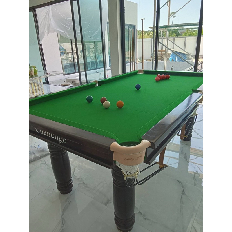 โต๊ะสนุกเกอร์ 3x6 ฟุต พื้นไม้ Plywood รุ่นชาเลนจ์(ทรงขากลม)