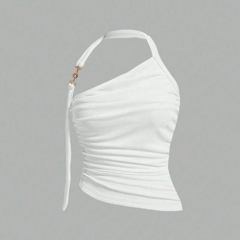 SHEIN MOD เสื้อท็อปผู้หญิง แต่งจีบ หรูหรา