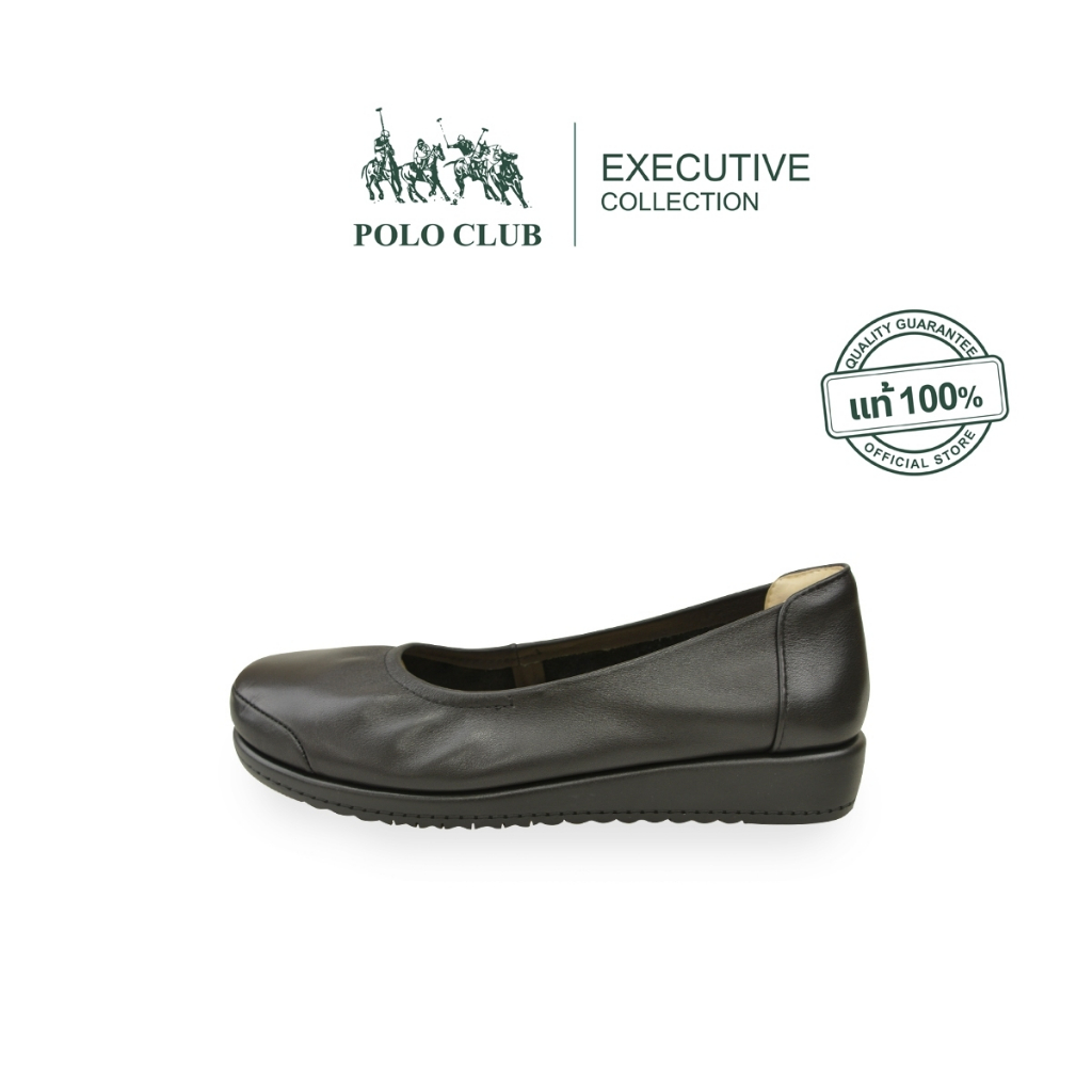 POLO CLUB รองเท้าหนัง รุ่นP1949 สีดำ | รองเท้าคัดชูผู้หญิง เสริมส้นดานใน 0.5 นิ้ว