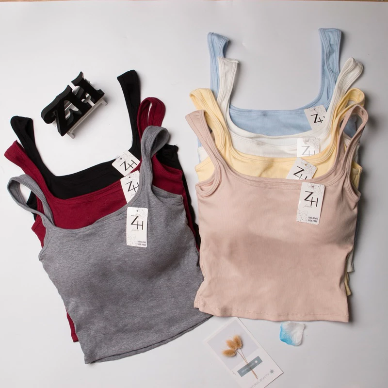 ZH.6760 สายเดี่ยวผ้าร่องฟองน้ำในตัวงานอย่างดี(7สีพร้องส่ง)เสื้อกล้ามผู้หญิงฟรีไซส์