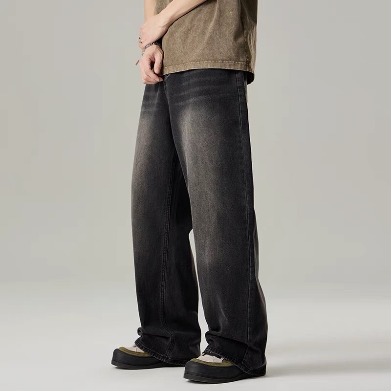 Baggy Jeans 10 สี กางเกงยีนส์ผู้ชายขากว้าง ไซลินไดรต์ พอดี คอปกปานกลางพอดีเก็บอย่างดี - 4