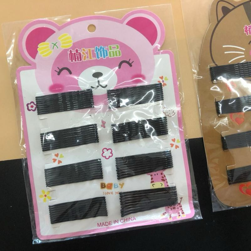 (ยกโหล 12 แผง) NO.518 กิ๊ฟดำ กิ๊ฟติดผม แบบแผง แผงกิ๊ฟมีสองรุ่นแผงน้ำตาลและแผงขาว สุ่มแบบแผง ได้ 12 แผง