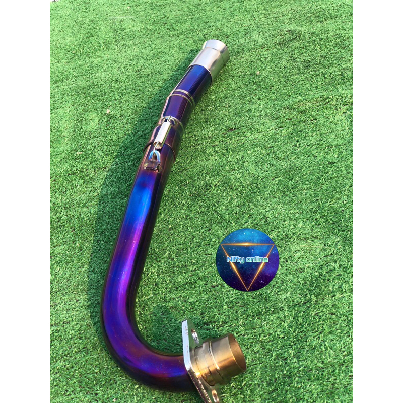 คอท่อไทเทเนียมWave125R ไฟเลี้ยวบังลม (32-35mm)ราคาถูก อะไหล่มอเตอร์ไซค์ อะไหล่แต่ง อะไหล่สวยงาม