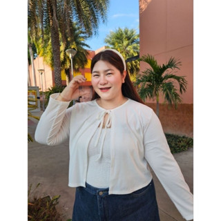 KT100 เสื้อคลุมแขนยาวผูกโบว์หน้าสไตล์มินิมอล