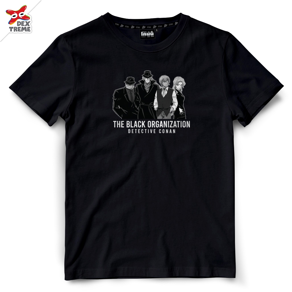 Dextreme เสื้อยืดโคนัน (DTCN-001) เสื้อ โคนัน สีดำ ลายกลุ่ม ชายชุดดำ