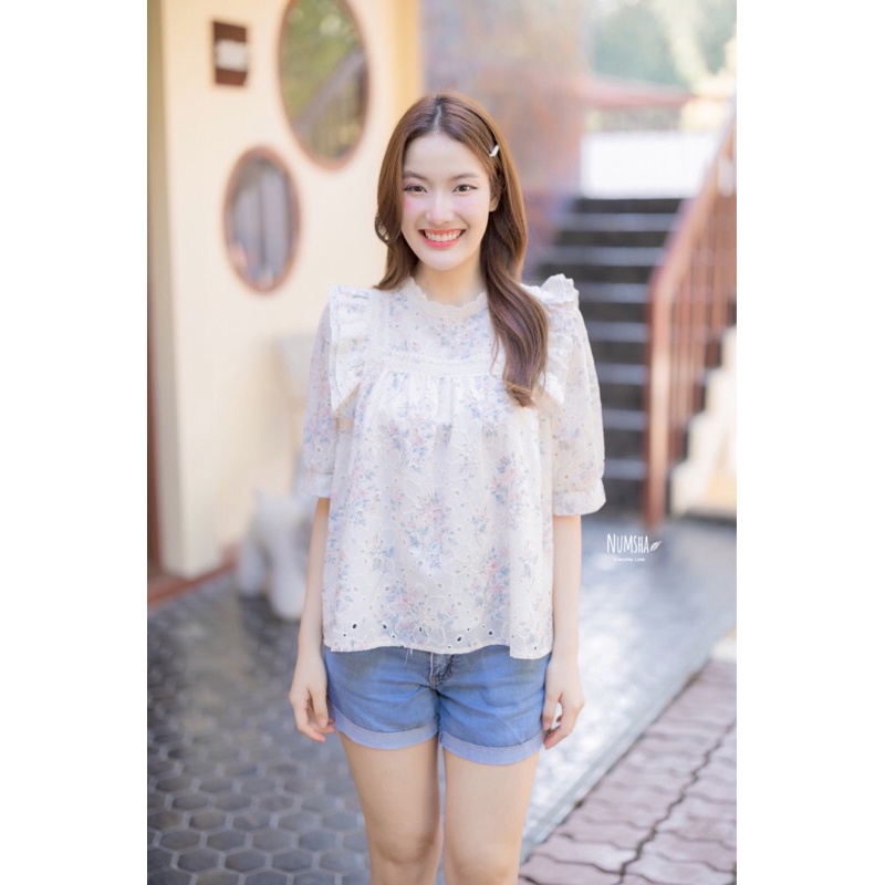 Numsha Brand ชุดเมดพิมพ์ช่อดอกไม้ / NB24091