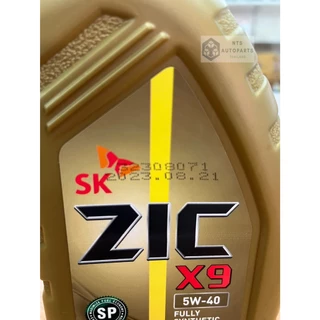 ZIC X9 เบนซิน 5W40 น้ำมันเครื่องยนต์เบนซินสังเคราะห์แท้ 100% SAE 5W40 API SP ขนาด 1 ลิตร (00002100)