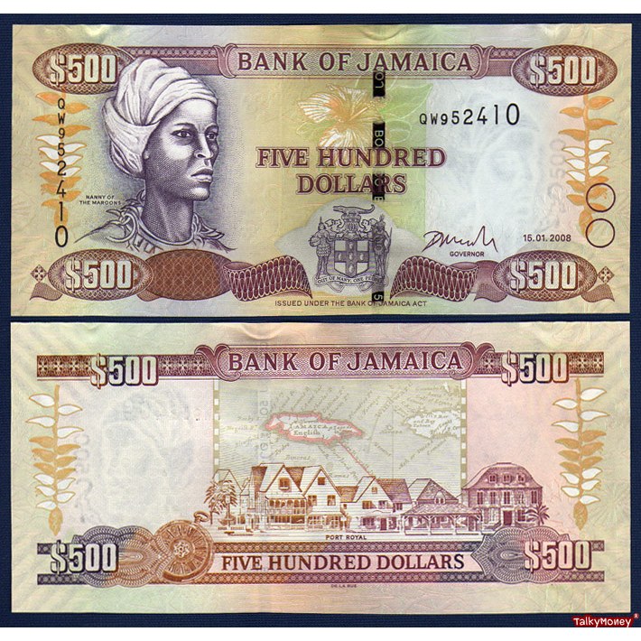 ธนบัตร จาเมกา Jamaica 500 ดอลลาร์ ปี 2008 P-85 สภาพใหม่เอี่ยม 100% แบงค์สะสมและที่ระลึก