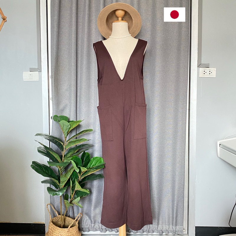 🇯🇵 LowrysFarm เอี้ยมขายาว มือสอง แบรนด์ญี่ปุ่นแท้💯% Size F (อก 37“) โทนสีแดงอมน้ำตาล L99