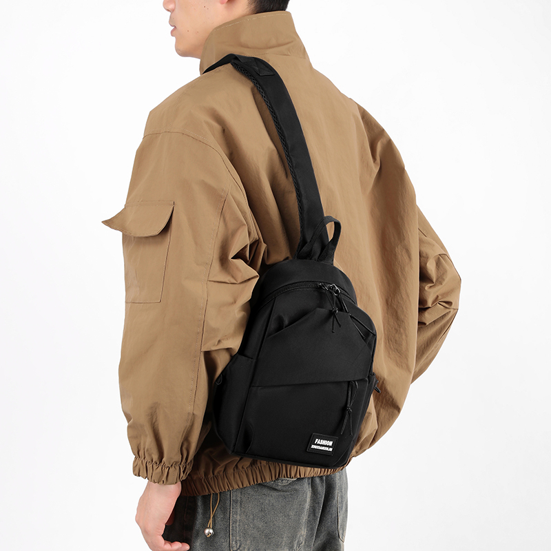 GUCSELECTED(B2297) กระเป๋าคาดอก-ผ้าไนล่อนสีพื้นFASHION มี6ช่องใส่ของ