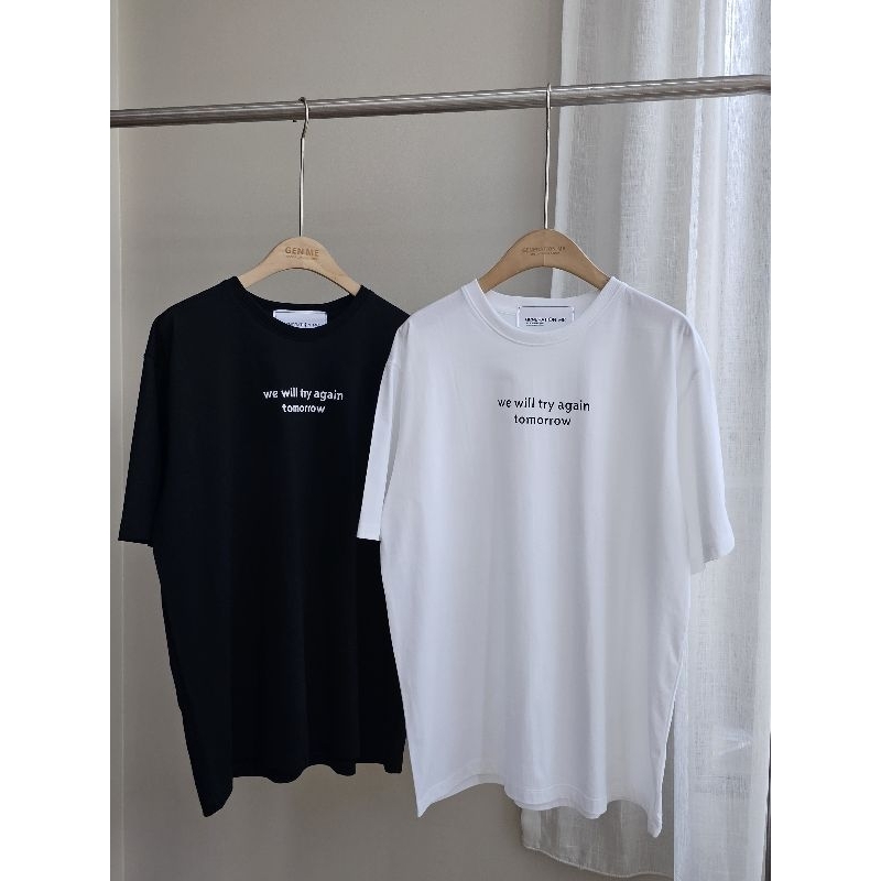 เสื้อยืด oversize ลาย we will try again