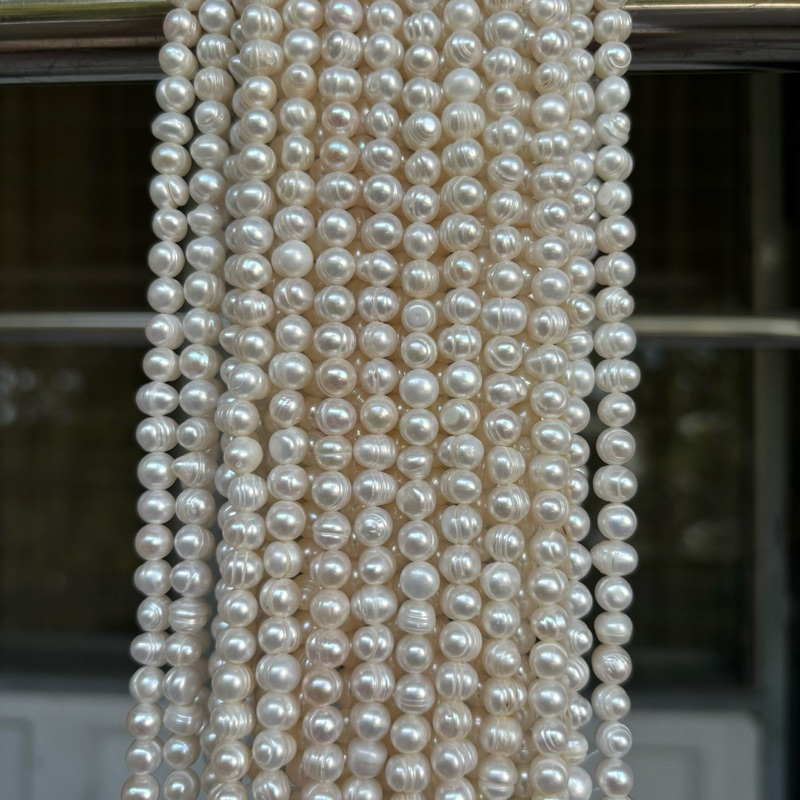 ไข่มุกแท้ Fresh Water Pearl ไข่มุกน้ำจืด เกรด A ทรงกลม 5-6 mm.