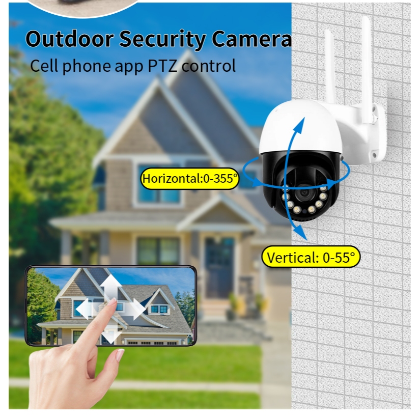 Eseecloud 5MP Wifi Camera กล้อง ในร่ม กลางแจ้ง มุมมองระยะไกล 8 LED ZOOM 10X