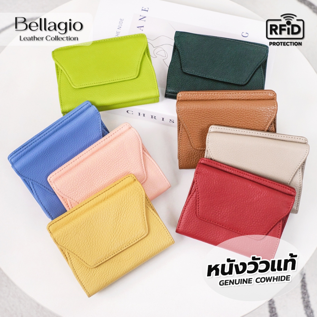 Bellagio รุ่น Bethany Wallet กระเป๋าสตางค์หนังวัวแท้ สไตล์มินิมอล ขนาดใบสั้นแต่ฟังก์ชั่นใบกลาง