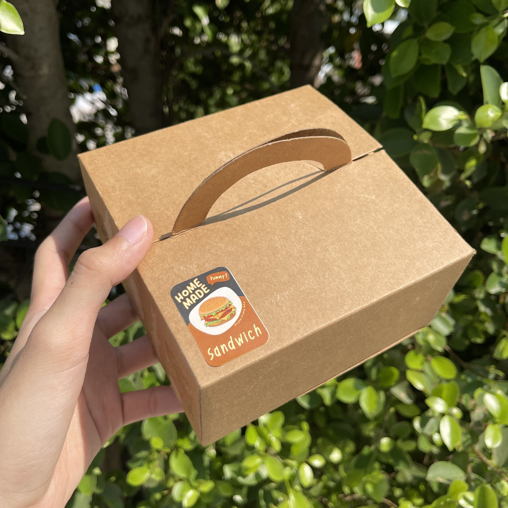 สติกเกอร์เบเกอรี่ สติกเกอร์ขนม Bakery ติดขนม บราวนี่ แซนวิช คุกกี้ เบอร์เกอร์ ครัวซองต์ B22