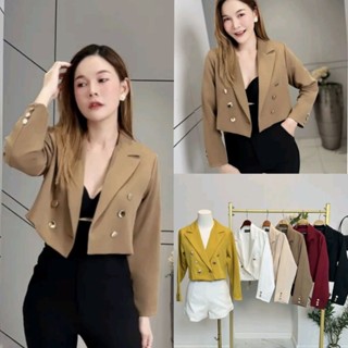 เบลเซอร์สั้น 12 กระดุม งานผ้าแองเจิ้ล #Weena วน84