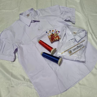 เสื้อนักเรียนหญิง ม.ปลาย ตราสมอ ตราเรือใบ ปักชื่อฟรี+ตัวย่อ มีบิลเบิก ผ้าดีใส่สบาย