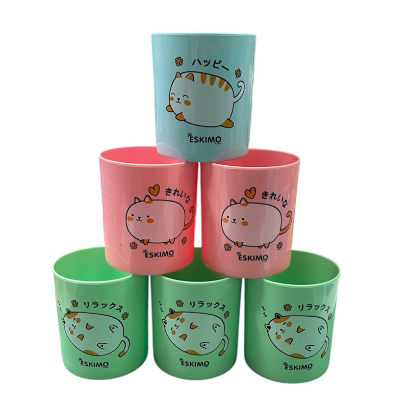 (12ใบ) แก้วน้ำพลาสติก เอสกิโม ขนาด8×10เซนติเมตร