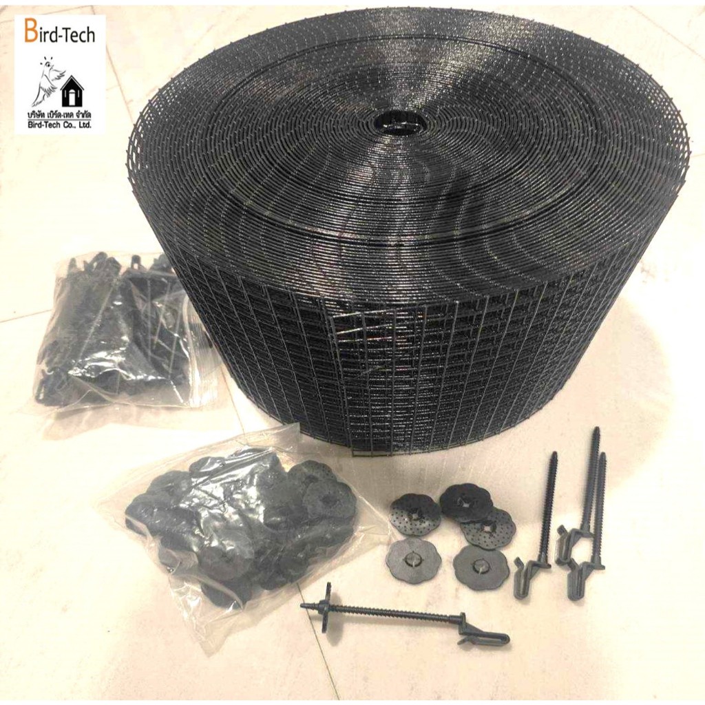 ตาข่ายกันนกัลวาไนซ์​ หุ้ม PVC สีดำ ไล่นก แผงโซล่าเซลล์  (solar cell) พร้อมคลิปล็อคพลาสติก - รูปที่ 5