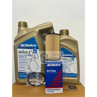 ชุดเปลี่ยนถ่ายน้ำมันเครื่องสังเคราะห์ ACDelco 5W30 Dexos1 4+1 ลิตร + กรองเครื่อง ครูซ 1.8 (19433553+19433552+19315622)