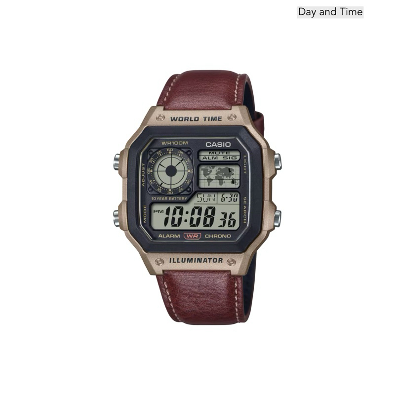 CASIOนาฬิกาข้อมือผู้ชายรุ่นAE-1200WHL-5Aรับประกันตัวเครื่องและถ่าน1ปี
