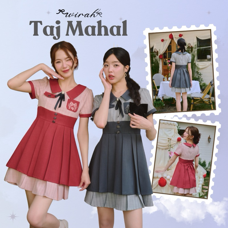 Taj Mahal Dress : DW103 ชุดเดรสผ้า Poly Viscose ลายสก๊อต กระโปรงพลีส