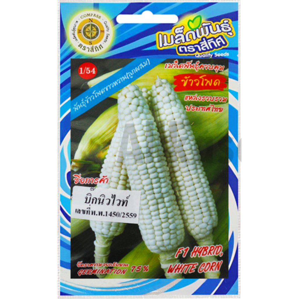 เมล็ดพันธุ์ ข้าวโพดขาวหวานลูกผสม บิ๊กนิวไวท์ ตราสี่ทิศ