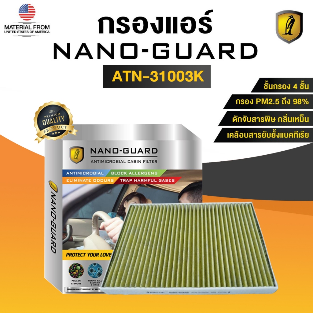 กรองแอร์ ARCTIC สำหรับ Volkswagen New Beetle 2010 รุ่น Nano-Guard (ฆ่าเชื้อโรค + ดูดกลิ่นเหม็น + ดัก