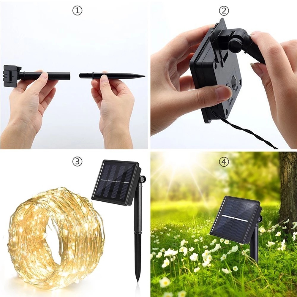 OIMIU ไฟโซล่าเซลล์ สายไฟหิ่งห้อย LED กันน้ํา 32/22/12/7เมตร สําหรับตกแต่งปาร์ตี้คริสต์มาส ปีใหม่ รูปที่ 6