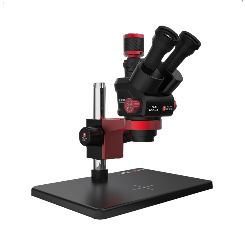 YCS 6558X กล้อง HD กล้อง Trinocular ขนาดใหญ่ฐาน 6.5-58 ซูม