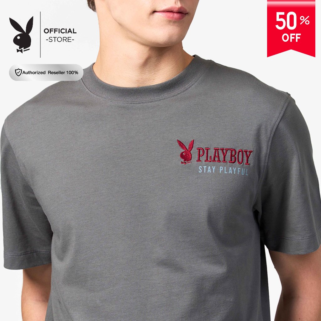 PLAYBOY เสื้อยืดคอกลม รุ่น P1MT259TB038GY