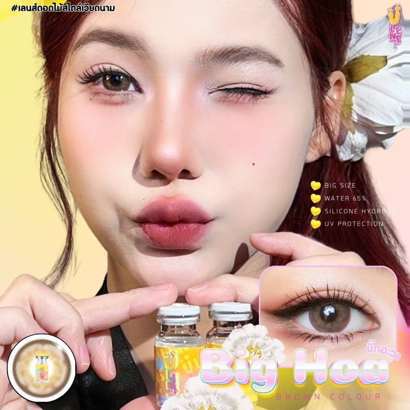 Big Hoa gray,brown สีเทา,สีน้ำตาล Ulens   Hoa ✨คอนเเทคเลนส์กรองเเสง✨ คอนแทคเลนส์มีเลขที่ อย.จดเเจ้งถ