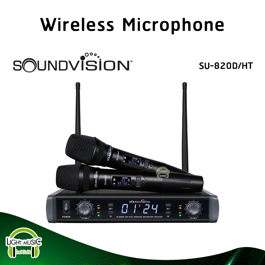 Wireless Microphone Soundvision SU-820D/HT มือถือ 2 ตัว 2 เสา UHF 697.3-702.7 MHz ไมค์ลอย ไมค์ไร้สาย