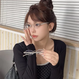 🌟พร้อมส่ง ~ (แว่นตาหัวใจ) แว่นตาแฟชั่น แว่นตาY2K แว่นตาเพชร 👓 Unisex