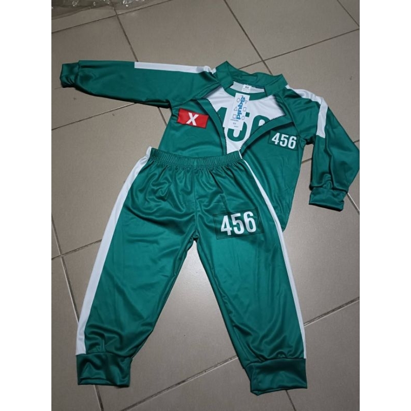 ชุดวอร์มSQUID GAME 2ชิ้น #ชุดสควิดเกมส์เด็ก ชุดผู้เล่น  #AEIOU (หมายเลข 456)