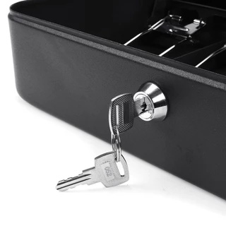 Cash Box ลิ้นชักเก็บเงิน ตู้เซฟ กระปุกออมสินตู้เซฟ กล่องเก็บเงินแบบพกพา ถาดทอนเงิน ถาดแคชเชียร์ อัพเกรดแบบสองชั้นรับปร
