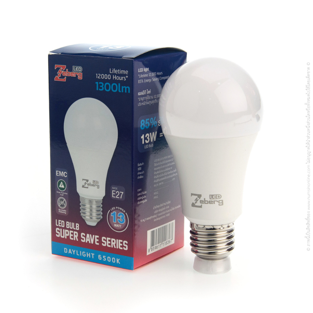 หลอดแอลอีดี 13W E27 ZEBERG SUPER SAVE