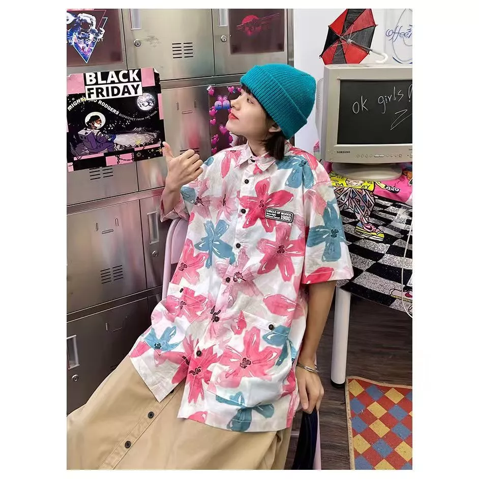 Veewink เสื้อสงกรานต์แขนสั้น ลายดอกวินเทจ Oversize ทรงหลวม thumbnail 10