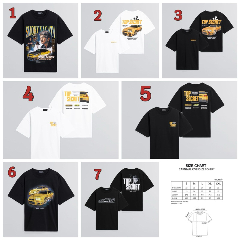 [พร้อมส่ง ของใหม่ แท้💯%] เสื้อยืด CARNIVAL® x TOP SECRET R34 OVERSIZE T-SHIRT