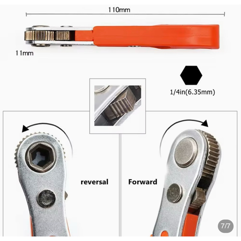 HexagonRatchet Spanner 1/4inch Mini Quick Release Socket Tools Household Handle Repair Wrench Screwdriver for CarVehicle - รูปที่ 2