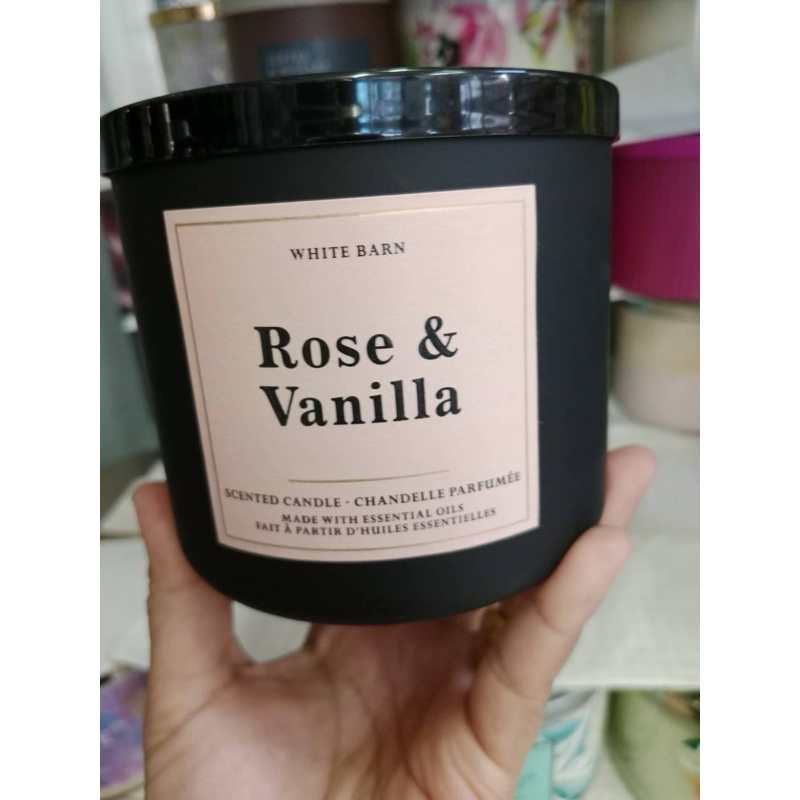 Bath & Body Works ROSE VANILLA 3-Wick Candle 411g. ของแท้