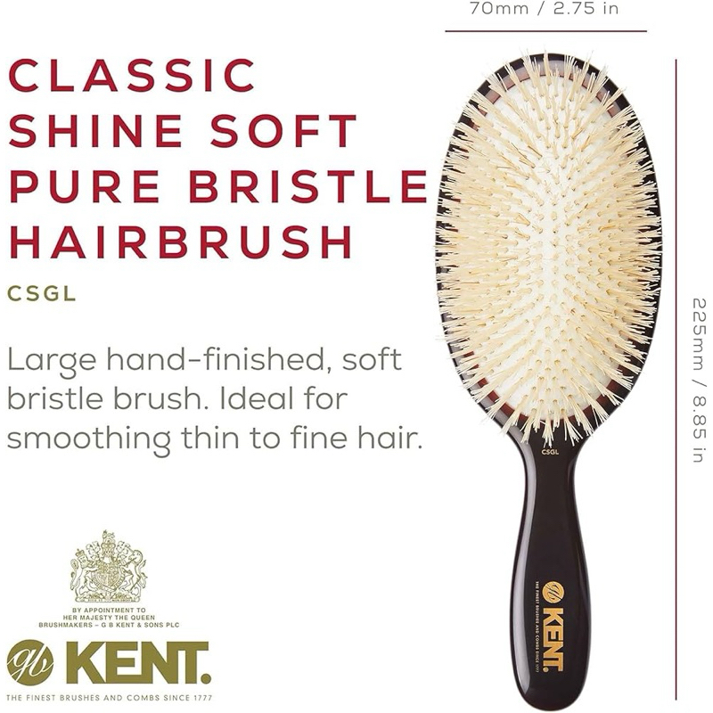 หวีแปรง Classic Shine Soft White Pure Bristle Hairbrush ขนหมูป่าสีขาวแท้ 100% (Made in England) ราคา ถูกที่สุด ดีลบีเคเค แกลเลอรีภาพที่ 4