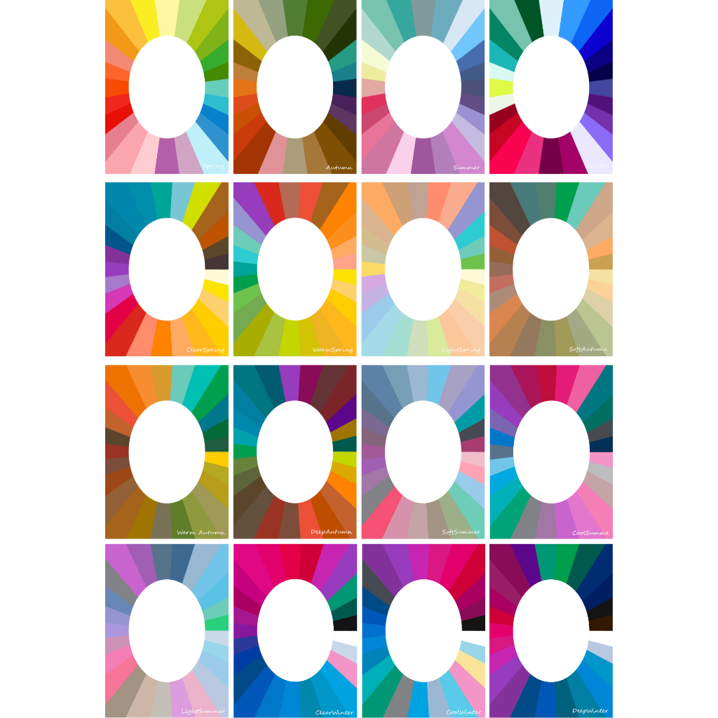 Personal Color Analysis Seasonal Color Face Framesr (4 seasons)