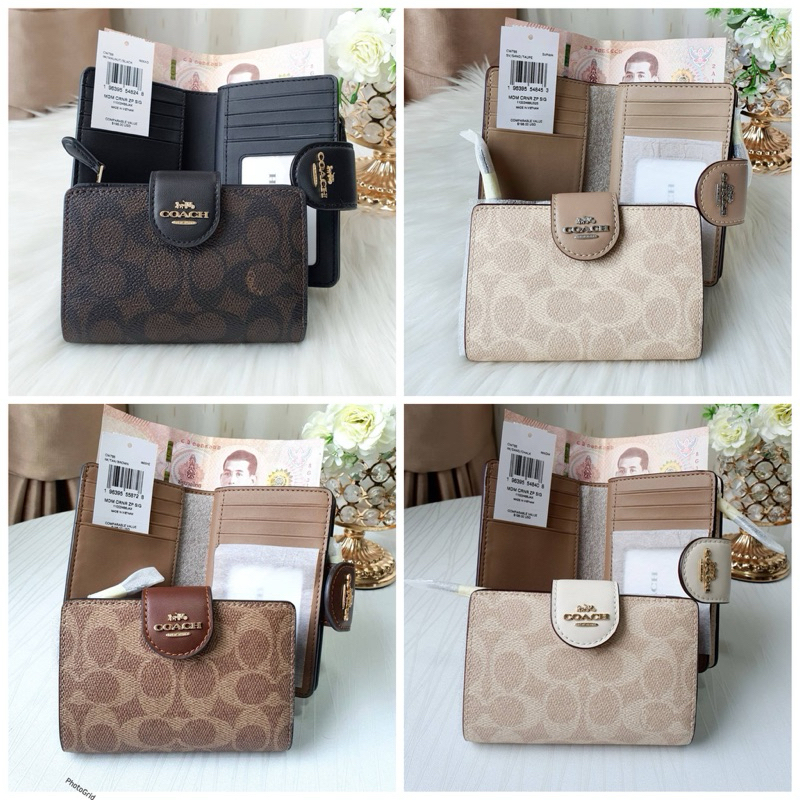 ✴️แท้ 💯% MEDIUM CORNER ZIP WALLET IN SIGNATURE CANVAS CW786