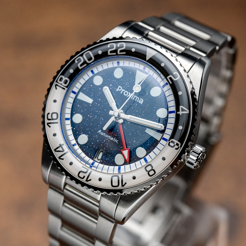 [Pre-order][ออโต้] Proxima PX1720 Aventurine GMT Watch 39MM BGW9 AR Dome Sapphire NH34 200M